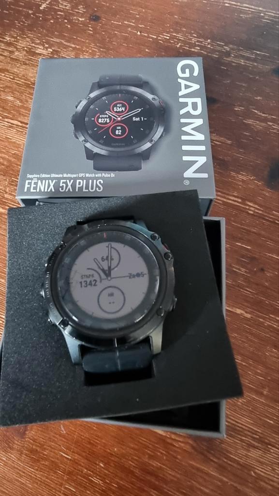 Te koop een Garmin Fenix 5x plus sapphire., Sieraden, Tassen en Uiterlijk, Sporthorloges, Zo goed als nieuw, Android, Zwart, Afstand