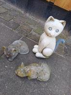 3 poezen beeldjes - beton ,mag opgehaald worden in ruil voor, Ophalen, Gebruikt