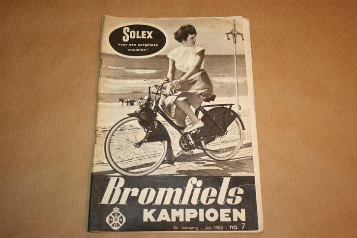 Magazine Bromfiets Kampioen - No. 7 - 1955 [Solex] !!, Boeken, Motoren, Gelezen, Ophalen of Verzenden