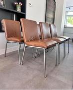 Zes cognac leder Henders & Hazel Dafur design eetkamerstoel, Henders en Hazel, Zo goed als nieuw, Metaal, Henders en Hazel