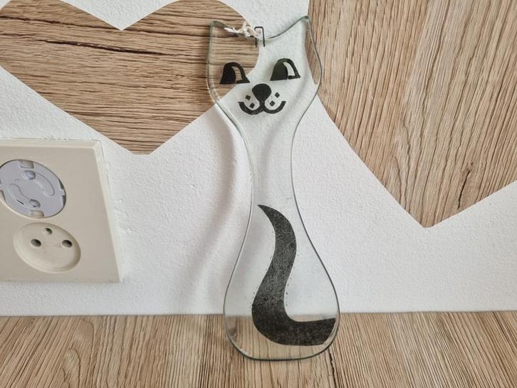 Mooie Vintage Glazen Poes Kat Wand - Raamhanger Sun catcher, Antiek en Kunst, Antiek | Glas en Kristal, Ophalen of Verzenden