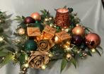 Prachtige kerststuk groen brons met verlichting 60x60 cm, Ophalen of Verzenden, Nieuw