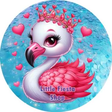 LF5840 icing frosting flamingo 20cm eetbare taart print  beschikbaar voor biedingen