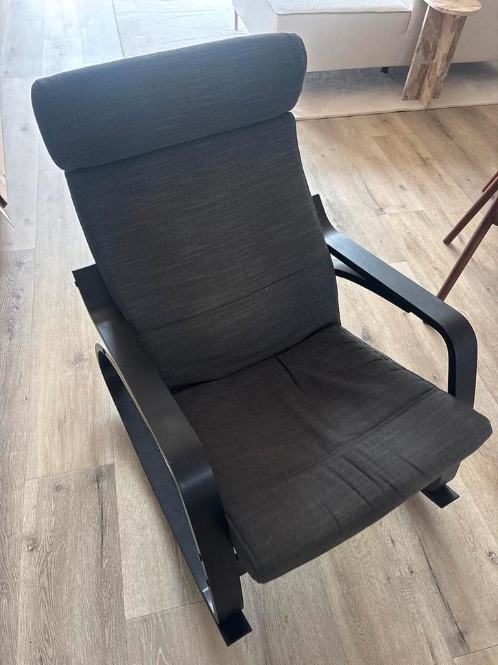 Ikea PS Lövås schommelstoel - Donkergrijs, Huis en Inrichting, Fauteuils, Gebruikt, Hout, 50 tot 75 cm, 75 tot 100 cm, Ophalen of Verzenden