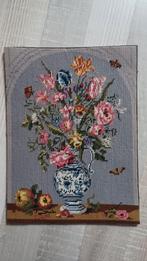 Geborduurd doek,  delftsblauwe vaas met bloemen, Huis en Inrichting, Ophalen of Verzenden, Zo goed als nieuw