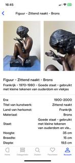 Zittend naakt 37 cm hoog 9.1 kg gepatineerd brons, Ophalen of Verzenden