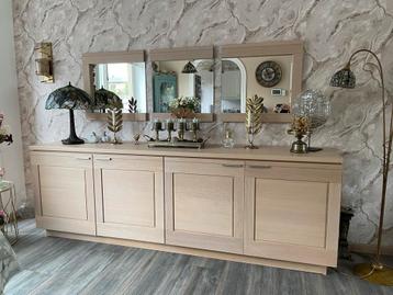 Dressoir met spiegels & Stereomeubel Wit Eiken beschikbaar voor biedingen