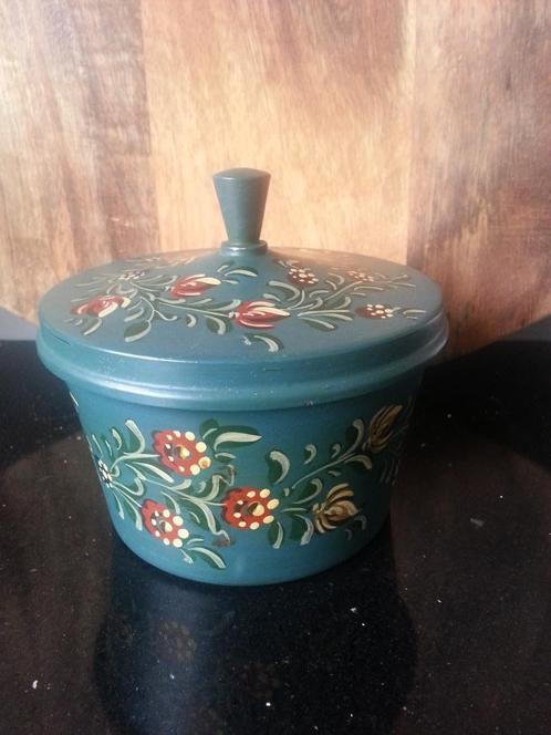 Brocante Hindeloopen stijl metalen potje met deksel, Antiek en Kunst, Curiosa en Brocante, Ophalen of Verzenden
