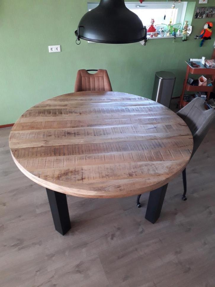 Ronde eettafel mangohout  woonkamer eetkamer, Huis en Inrichting, Tafels | Eettafels, Gebruikt, 100 tot 150 cm, 100 tot 150 cm
