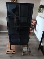 Vitrine kast zwart, Ophalen, Met deur(en), 50 tot 100 cm, Zo goed als nieuw