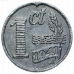 Nederland 1 Cent - Duitse Bezetting 1941, Verzenden, Koningin Wilhelmina, 1 cent, Losse munt