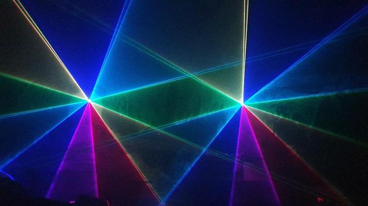 Krachtige 2000mW RGB multi color laser DMX lichteffect, Muziek en Instrumenten, Licht en Laser, Zo goed als nieuw, Laser, Geluidgestuurd