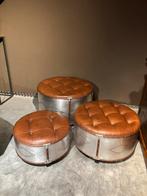 3 stuks Ottoman/Hocker/poef zgan, Zo goed als nieuw, Metaal, 50 tot 75 cm, Minder dan 75 cm
