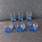 Set van 6 blauwe glazen, Antiek en Kunst, Ophalen of Verzenden