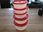 5 Schalen met deksels Tupperware, Ophalen of Verzenden, Gebruikt, Rood, Schaal