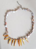 Leuke halsketting beige/geel, Sieraden, Tassen en Uiterlijk, Kettingen, Kunststof, Verstelbaar, Geel, Nieuw