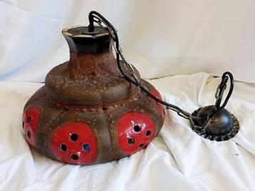 Vintage stenen hanglamp bruin rood beschikbaar voor biedingen
