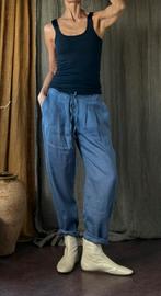 Mooie Belgisch linnen broek Koutsikou vib 36/38   Blauwgrey, Maat 38/40 (M), Nieuw, Ophalen of Verzenden, Grijs