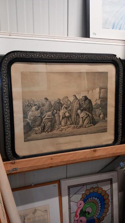 Oude prent: De #Wonderbare #Spijziging, Antiek en Kunst, Antiek | Religie, Ophalen