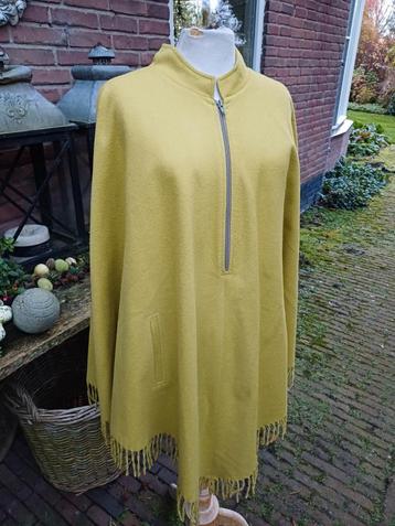 Poncho S M L XL XXL 35% wollen franje lime green classy  beschikbaar voor biedingen