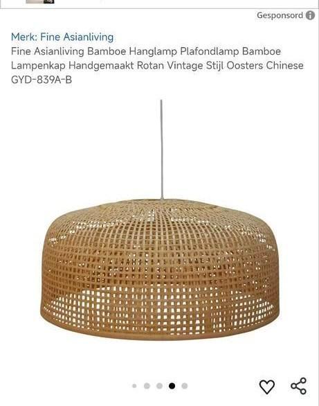 Grote Woood bamboe hanglamp handgemaakt. Zgan, Huis en Inrichting, Lampen | Hanglampen, Zo goed als nieuw, Minder dan 50 cm, Overige materialen