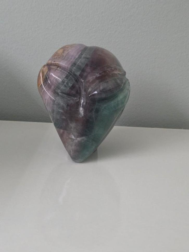 Groene fluoriet kristallen schedel, Sieraden, Tassen en Uiterlijk, Edelstenen, Zo goed als nieuw, Ophalen of Verzenden