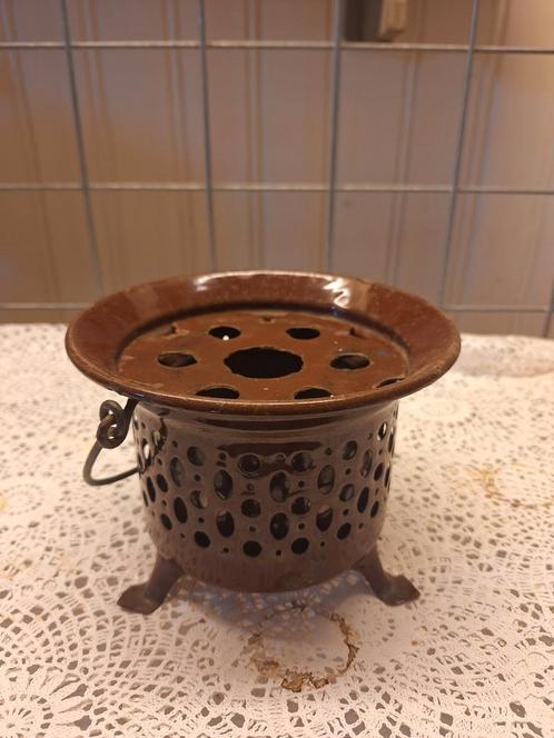 **OPRUIMING** Frans emaille bruine stoofje, Antiek en Kunst, Curiosa en Brocante, Ophalen