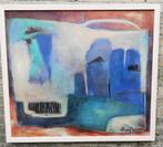 * Ted Hoefsloot (1930-2013), De Blauwe Stad. 98/86 cm. 1995., Antiek en Kunst, Ophalen