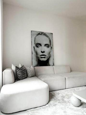 3-delige Bank - Beige/Grijs - Moderne Stijl beschikbaar voor biedingen