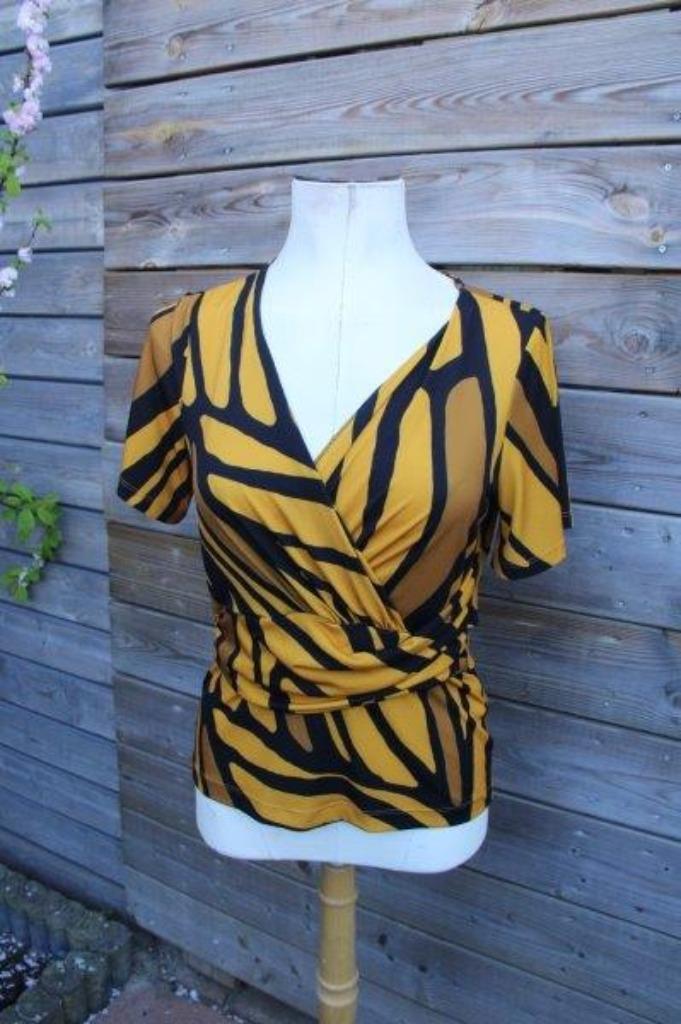 Tuniek oker/ zwart Mart Visser mt 36 Vaste prijs, Kleding | Dames, Blouses en Tunieken, Zo goed als nieuw, Maat 36 (S), Geel, Ophalen of Verzenden