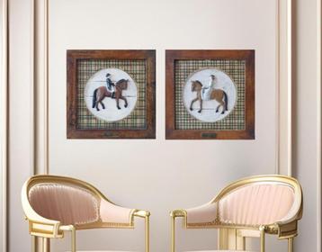 Antieke ca.1910's Paardensport Kunstborden Schilderen op tin beschikbaar voor biedingen