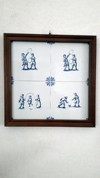 TEGELTABLEAU KINDERSPELEN IN EIKEN LIJST, Antiek en Kunst, Ophalen of Verzenden