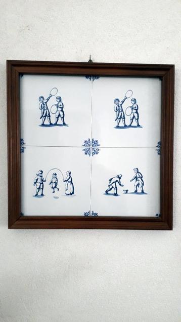 TEGELTABLEAU KINDERSPELEN IN EIKEN LIJST beschikbaar voor biedingen