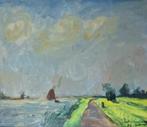 Piet van Wijngaerdt - "Jaagpad Schinkel" - olie op doek '59, Ophalen of Verzenden