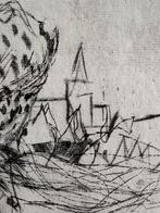 Jef Diederen, ets, met kerktoren, Ophalen of Verzenden