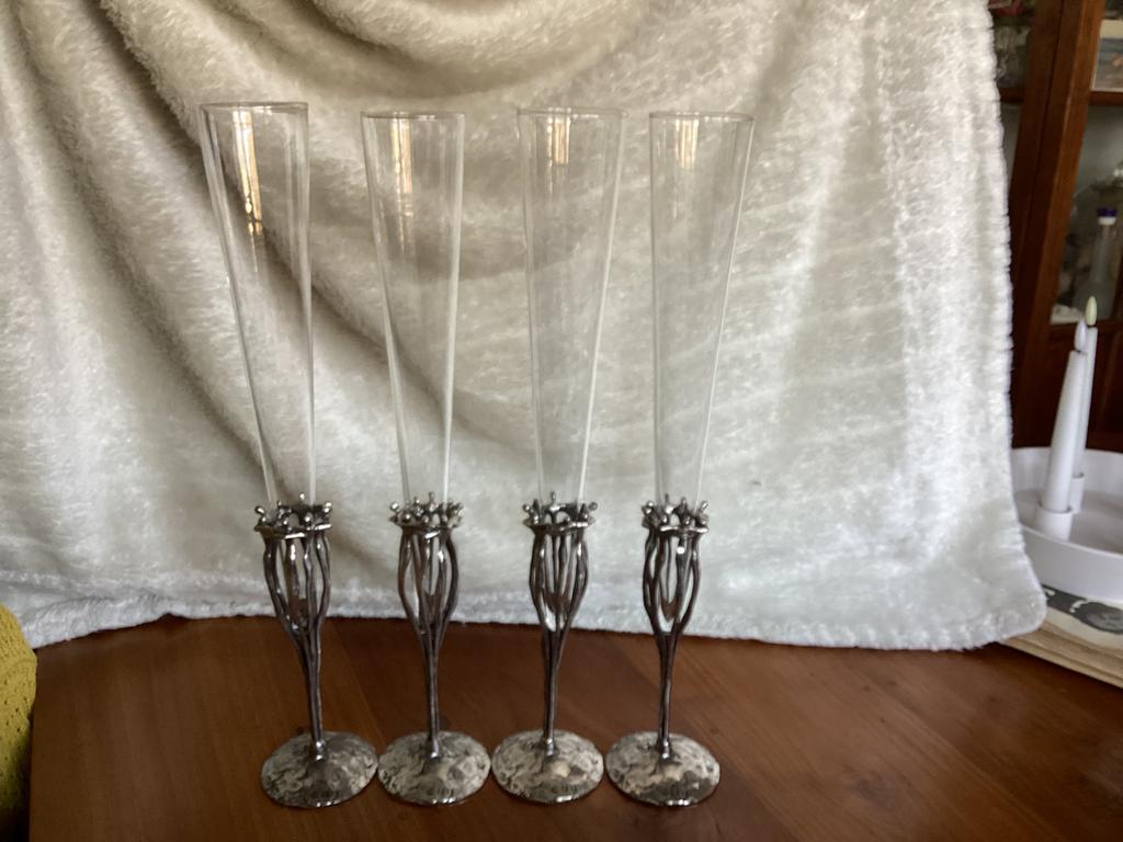 Corrie Ammerlaan  4 champagneflutes - Artihove, Antiek en Kunst, Kunst | Designobjecten, Ophalen of Verzenden