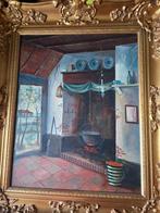 Schilderij Interieur met Haard, Ophalen of Verzenden