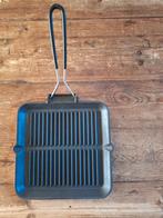 Gietijzer grillplaat emaille oranje inductie, Huis en Inrichting, Keuken | Potten en Pannen, Ophalen of Verzenden, Zo goed als nieuw