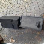 GROTE!! VINTAGE, ZWARTE GELUIDSBOXEN + GRATIS OPHANGSTEUNEN., Ophalen, Gebruikt, Minder dan 500 watt, P.A.