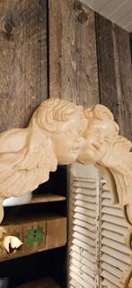 brocante spiegel met engelen, Huis en Inrichting, Ophalen, Gebruikt, Rechthoekig, Minder dan 100 cm