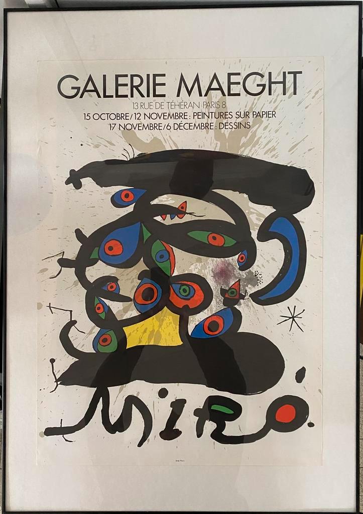 Miro tentoonstellings-affiche Galerie Maeght 1971, Huis en Inrichting, Woonaccessoires | Schilderijen, Tekeningen en Foto's, Gebruikt