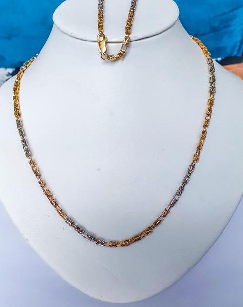 14 karaat gouden heren ketting koningschakel, koningsketting, Sieraden, Tassen en Uiterlijk, Kettingen, Zo goed als nieuw, Goud