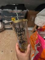 Milkshake beker | gouden glitters, Huis en Inrichting, Keuken | Servies, Ophalen of Verzenden, Nieuw, Overige stijlen, Overige typen