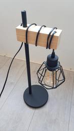 2 identieke tafellampen zwart metaal en hout, Ophalen, Zo goed als nieuw, Minder dan 50 cm, Metaal