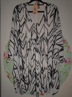 Zwart Witte Gevoerde Tuniek Blouse XL XXL, Ophalen of Verzenden, Gedragen, Wit, Blouse of Tuniek