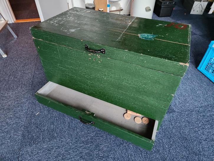 Brocante houten kist, Huis en Inrichting, Woonaccessoires | Kisten, Gebruikt, Minder dan 50 cm, 50 tot 75 cm, 50 tot 100 cm, Overige houtsoorten