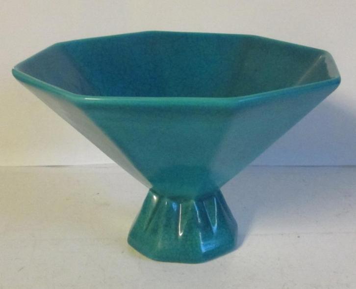 art deco monochrome blauw craquele Boch Keramis coup, Antiek en Kunst, Antiek | Keramiek en Aardewerk, Verzenden