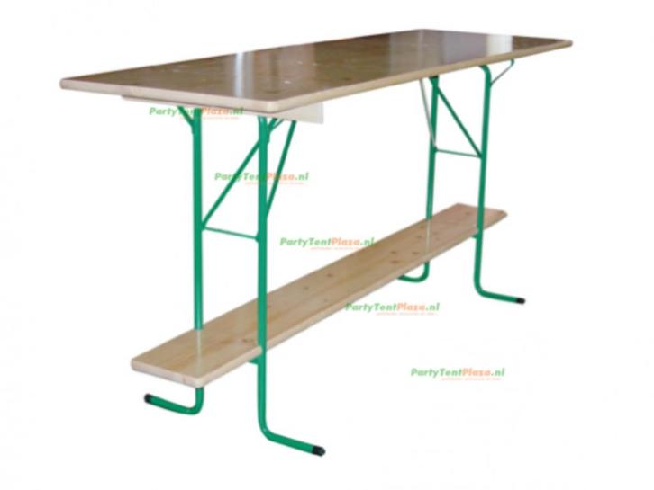 Borreltopper! Houten statafel 220cm – stevig & sfeervol, Huis en Inrichting, Barren, Nieuw, Ophalen of Verzenden