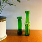 vintage glazen VAASJES bollenvaasjes groen Deens Botanisch, Antiek en Kunst, Antiek | Glas en Kristal, Ophalen of Verzenden