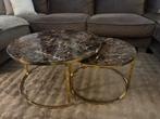 Marmerlook salontafels, Huis en Inrichting, Tafels | Salontafels, 50 tot 100 cm, Rond, Ophalen of Verzenden, Zo goed als nieuw